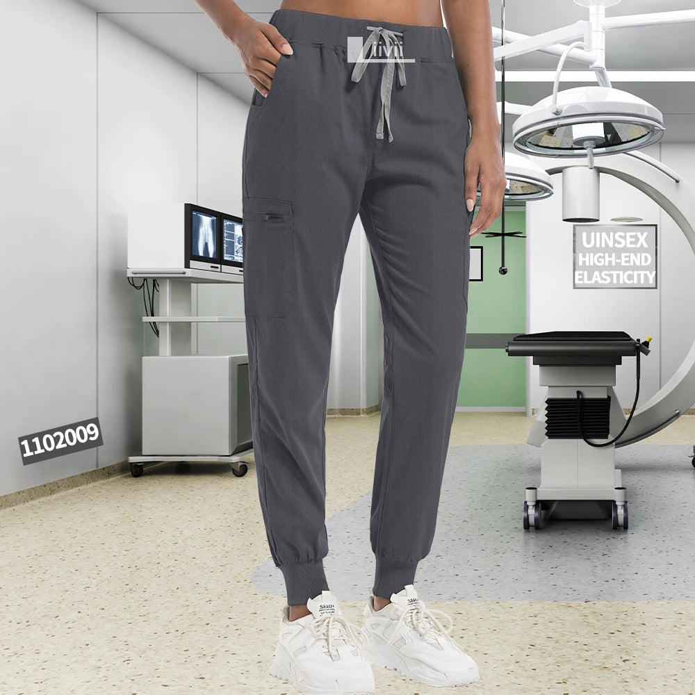 Fashion Jogger Pants Unisex Work Pants High Quality Elastic Waist Doctor Nurse Uniform Bottoms Medical Scrub Pants Work Trousers