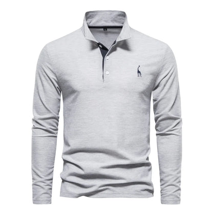 New Autumn Polo T shirt for Men Embroidery Solid Color Long Sleeve Golf Polo Shirts Homme Spring Social Business Polos Male