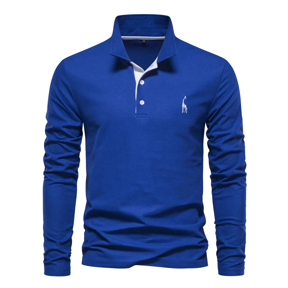 New Autumn Polo T shirt for Men Embroidery Solid Color Long Sleeve Golf Polo Shirts Homme Spring Social Business Polos Male