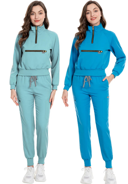 Nurse Uniforms Short Long Sleeve Scrub Tops With Pocket Pants Spa Beauty Salon Workwear Medical Scrubs Set Fashion Jogging Suits