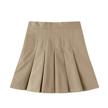 Girls School Uniform Pleated Scooter Skirt Spring/Summer Kids Ruffle Skirt Khaki/Navy For Teenage Girl 6 8 10 12 14 16 18 20 T