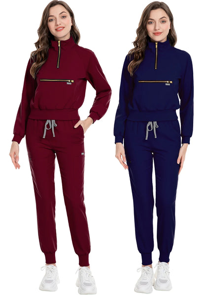 Nurse Uniforms Short Long Sleeve Scrub Tops With Pocket Pants Spa Beauty Salon Workwear Medical Scrubs Set Fashion Jogging Suits