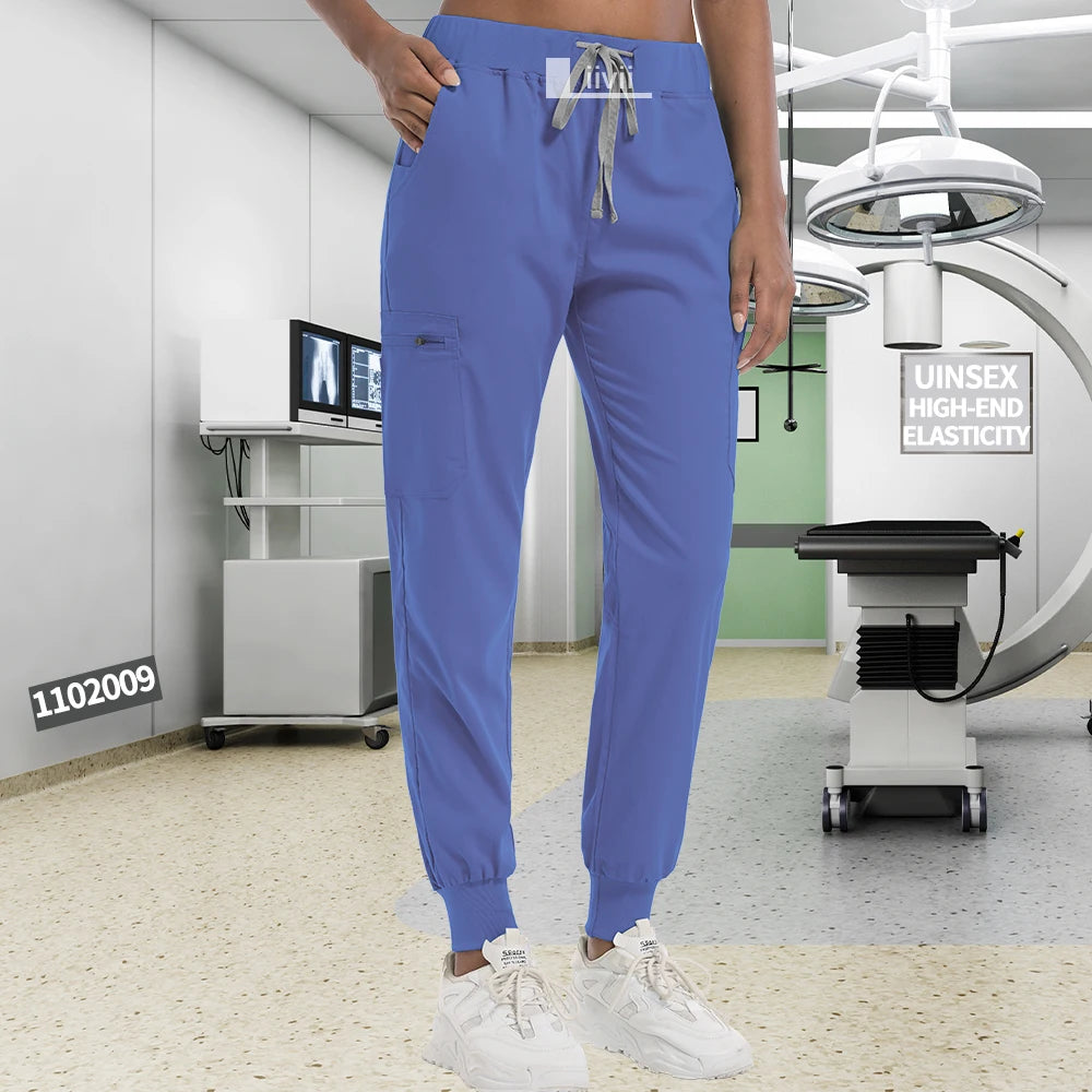 Fashion Jogger Pants Unisex Work Pants High Quality Elastic Waist Doctor Nurse Uniform Bottoms Medical Scrub Pants Work Trousers