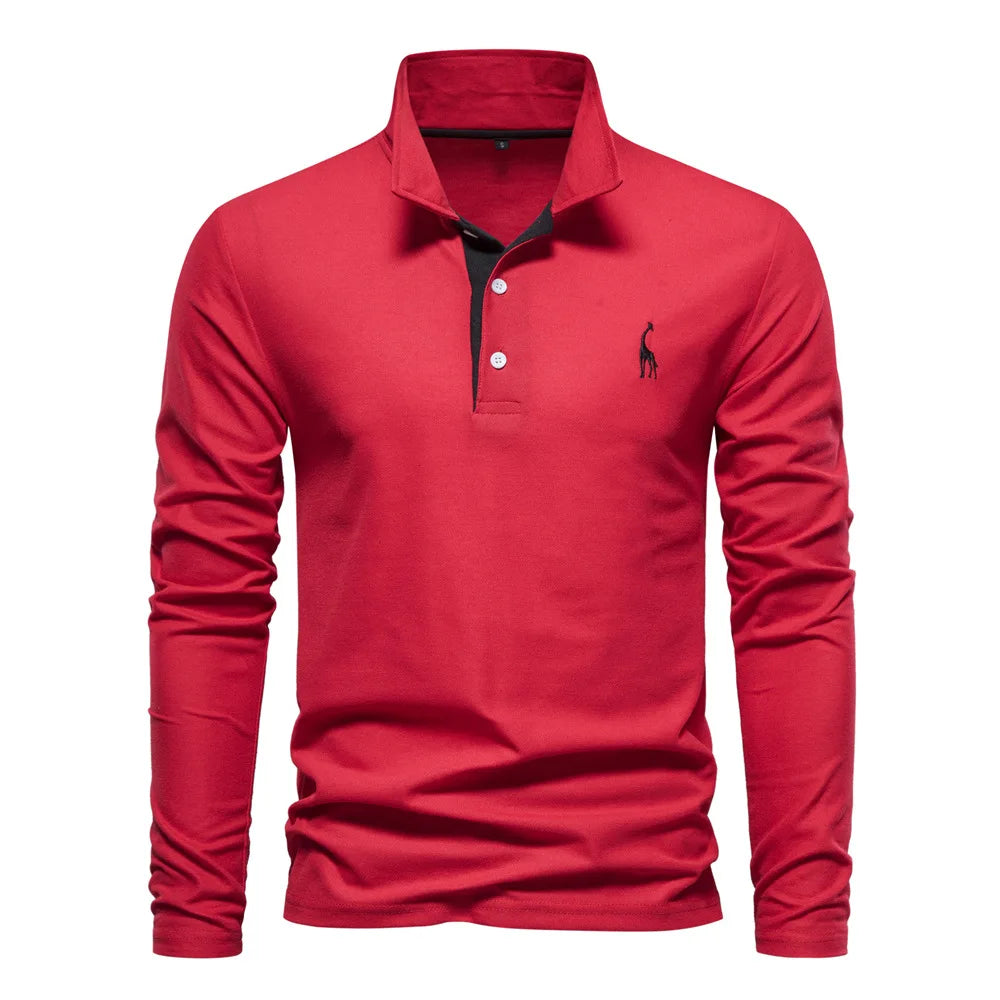 New Autumn Polo T shirt for Men Embroidery Solid Color Long Sleeve Golf Polo Shirts Homme Spring Social Business Polos Male