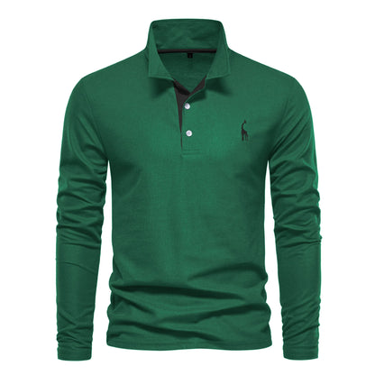 New Autumn Polo T shirt for Men Embroidery Solid Color Long Sleeve Golf Polo Shirts Homme Spring Social Business Polos Male